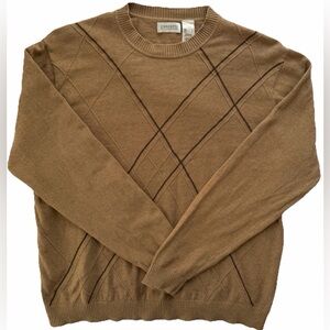 Concepts Claiborne Sweater Mens Large Argyle Brown Pullover 100% Cotton Grandpa